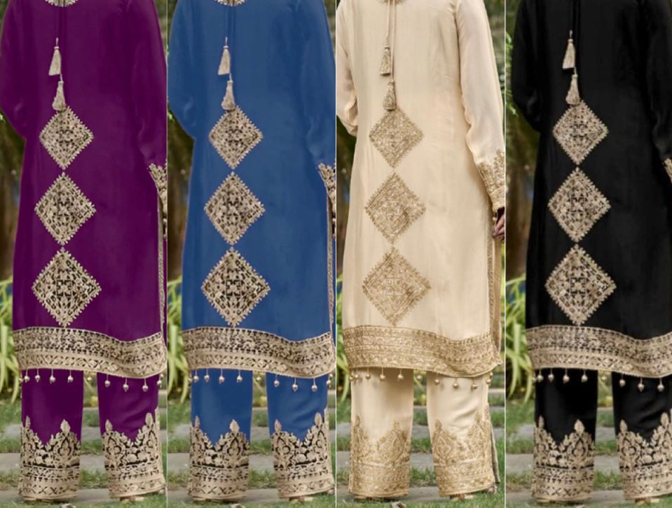 Glourous havey ambriadry pathani suit