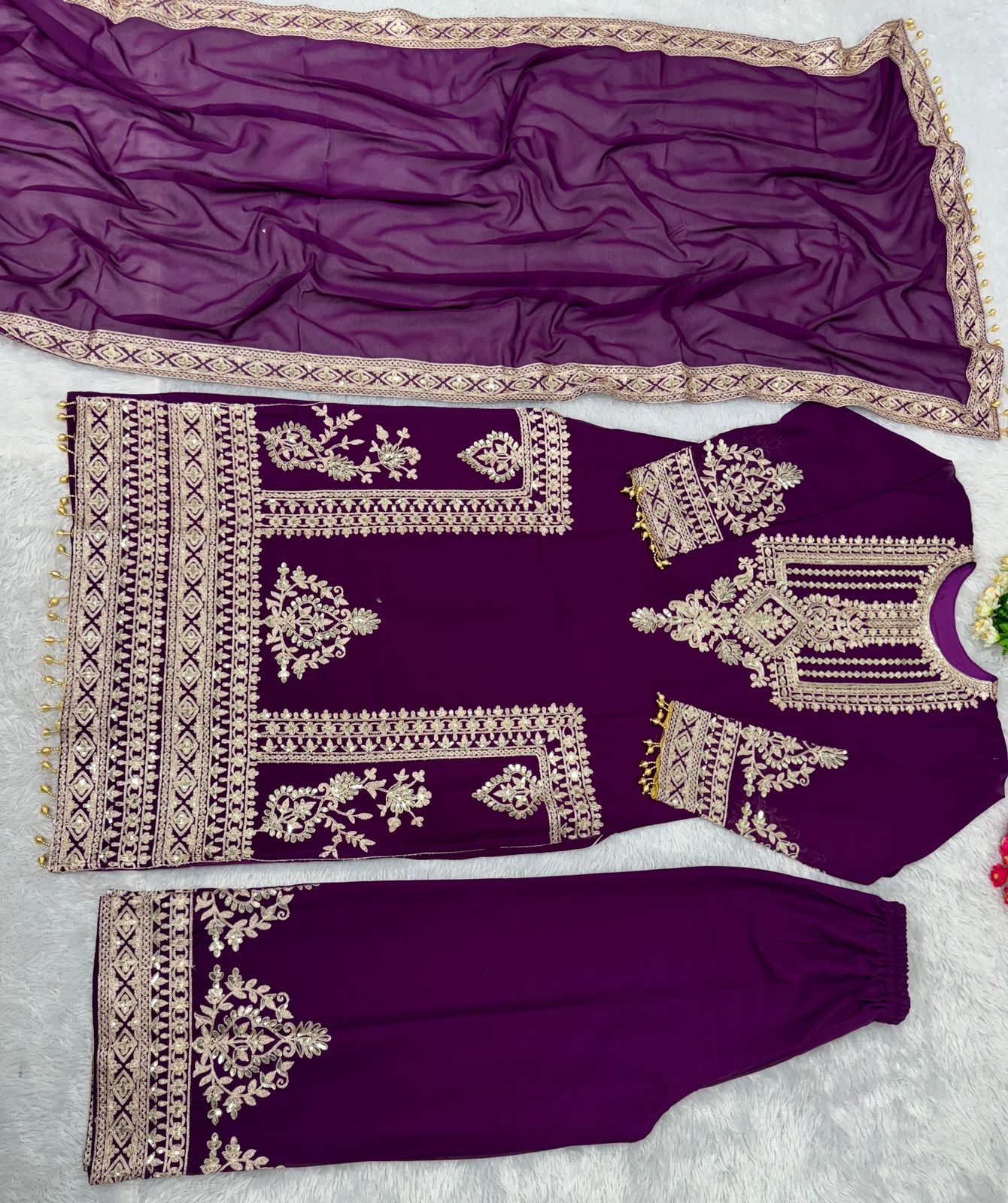 Glourous havey ambriadry pathani suit